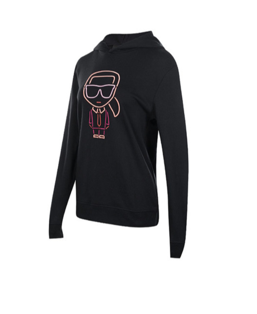 Shop Karl Lagerfeld Black Hooded Pullover