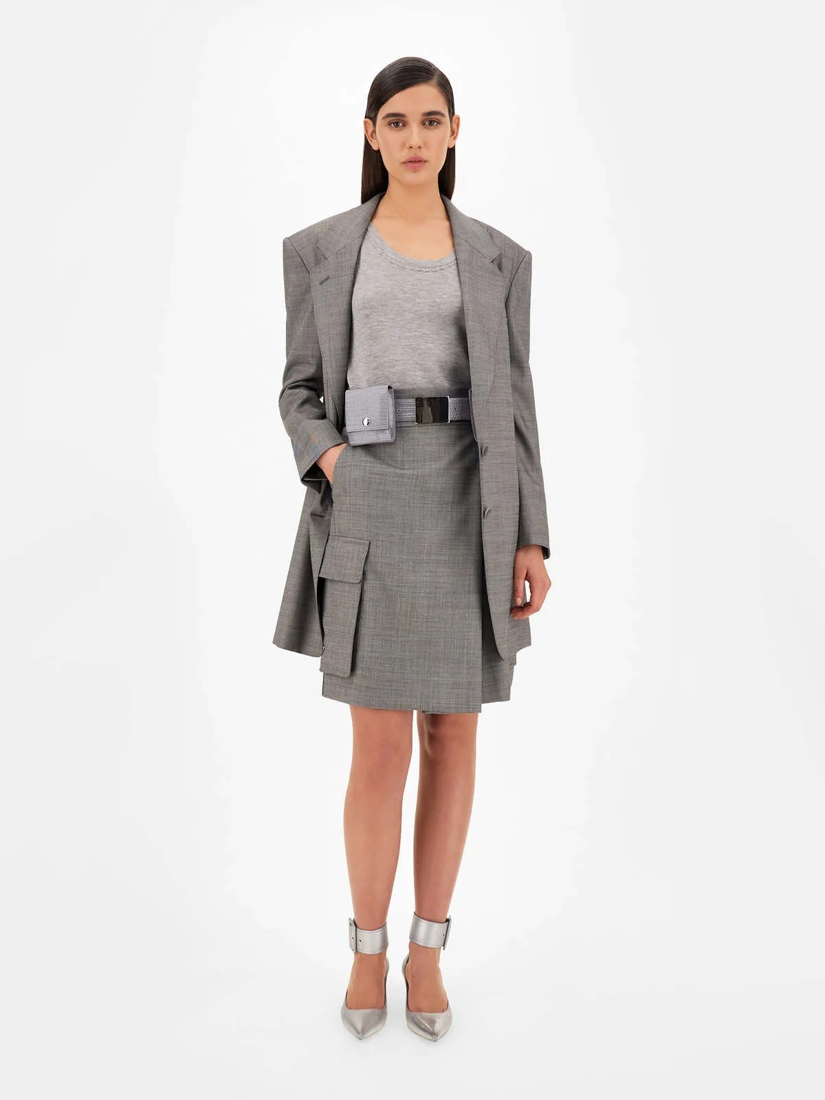 Max Mara Boxy Fit Blazer In Gray