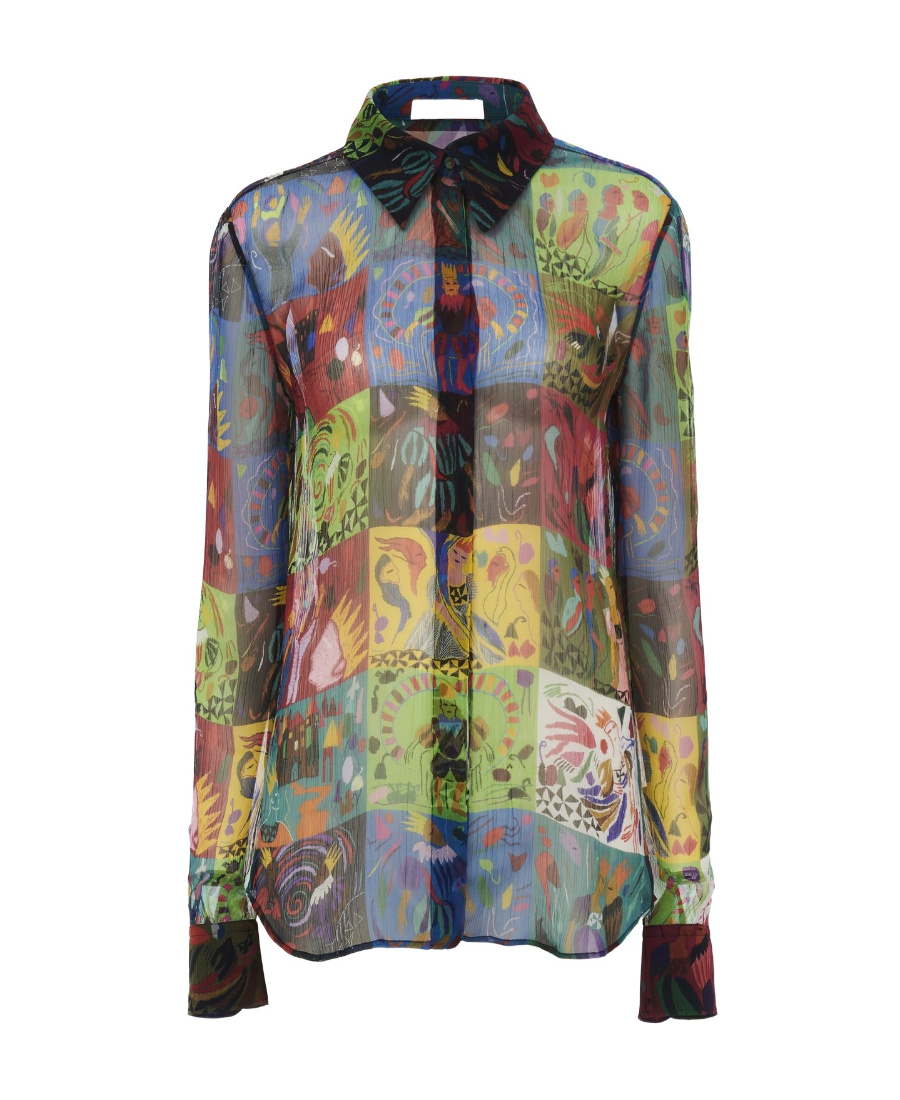Chloé Long-sleeved Printed Shirt In Multicolor