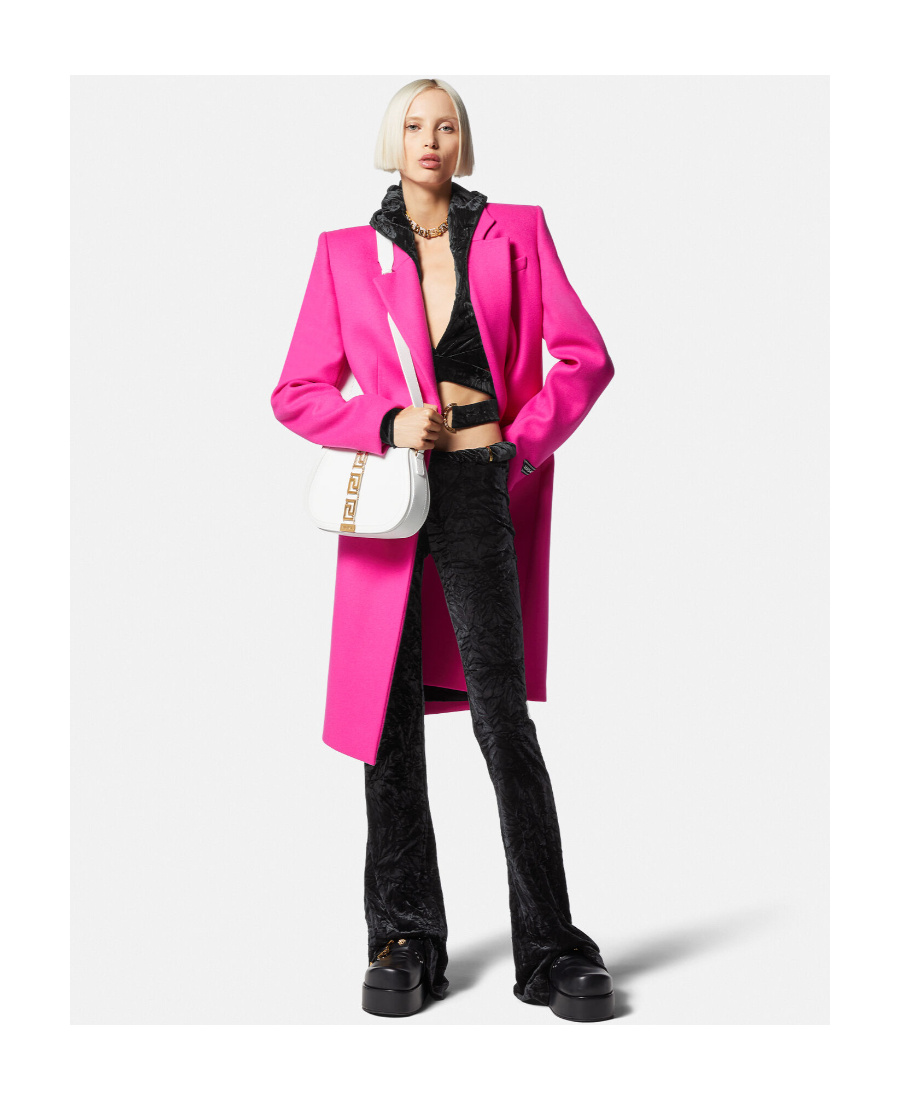 Versace Flared Velvet Trousers In Black
