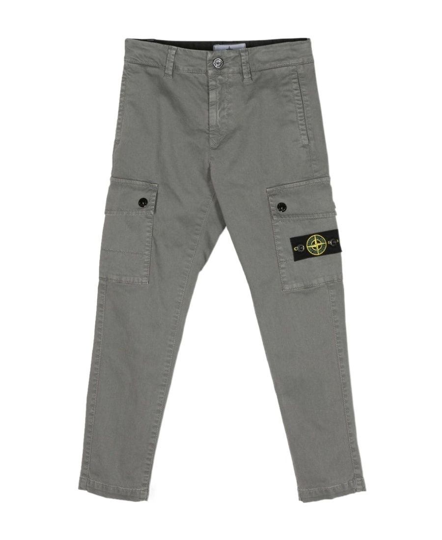 Stone Island Compass-badge Tapered-leg Trousers In Gray