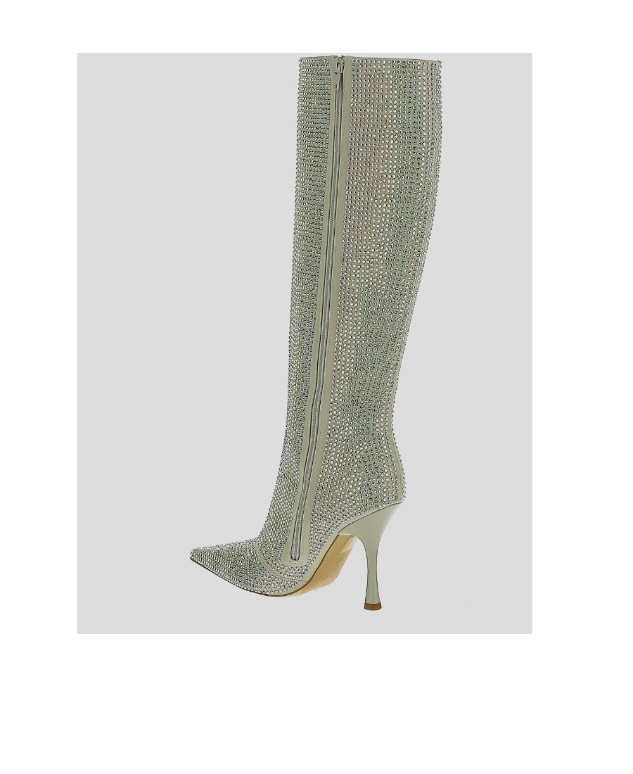 Liu •jo Crystal-embellished Pointed-toe Boots In Gray