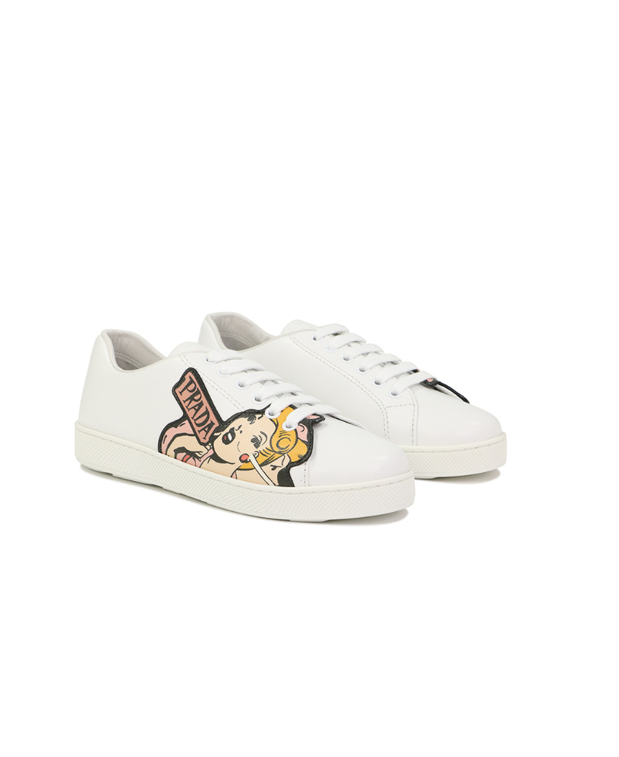 PRADA STRAP-UP PRINTED CASUAL SNEAKERS
