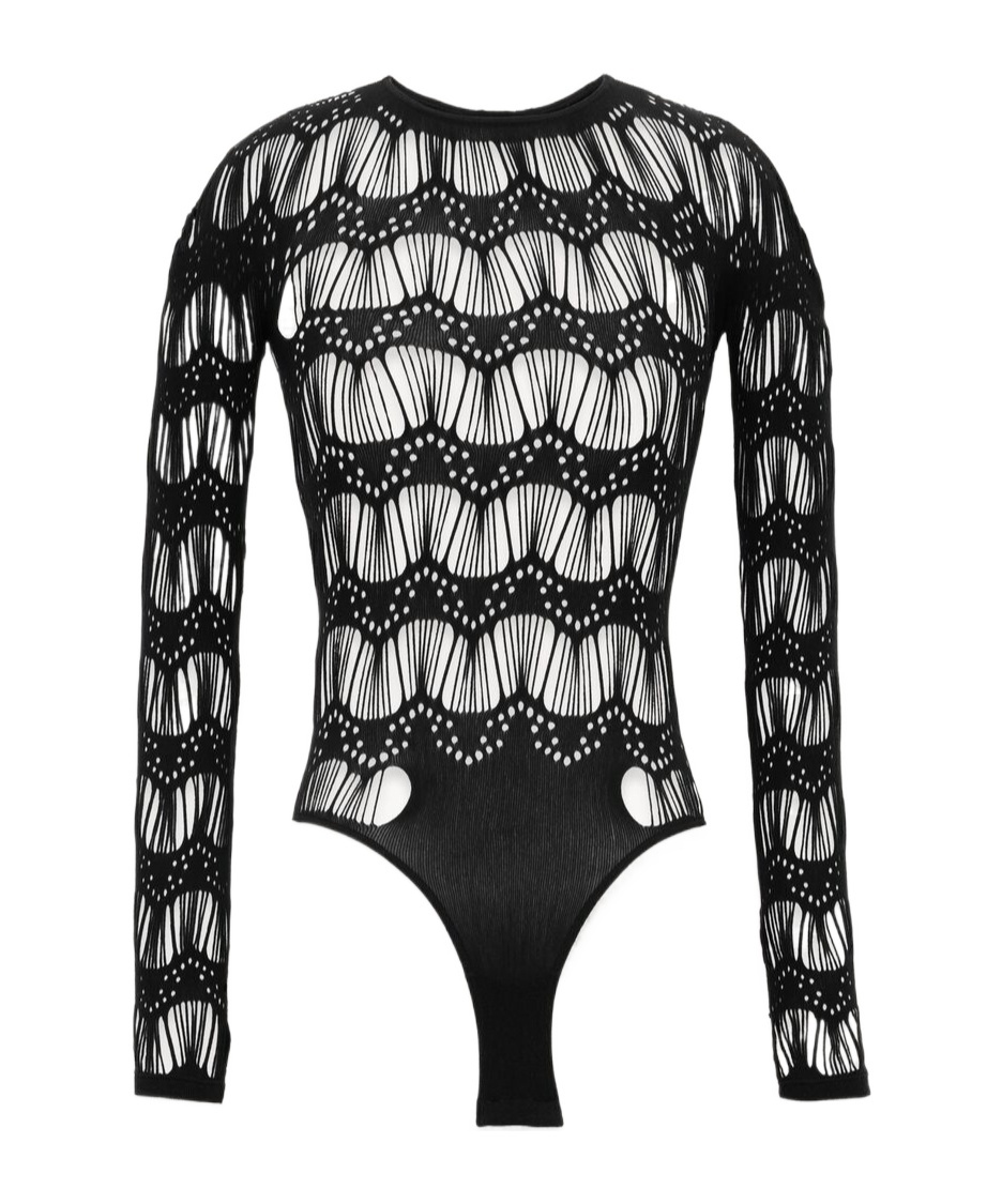 SAINT LAURENT LADDER-KNIT JERSEY BODYSUIT