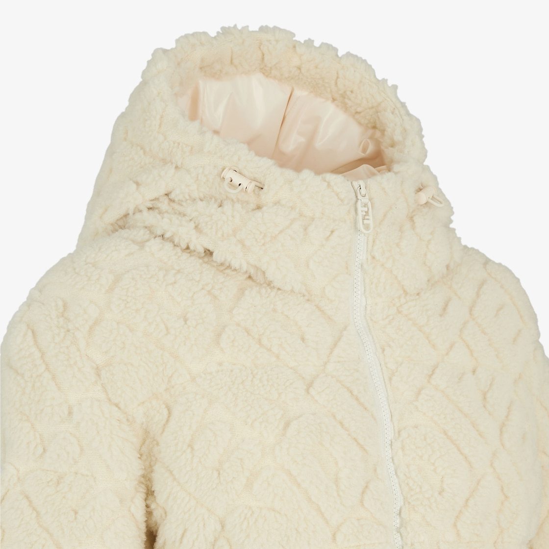 Fendi Ff-pattern Hooded Ski Jacket In Nude