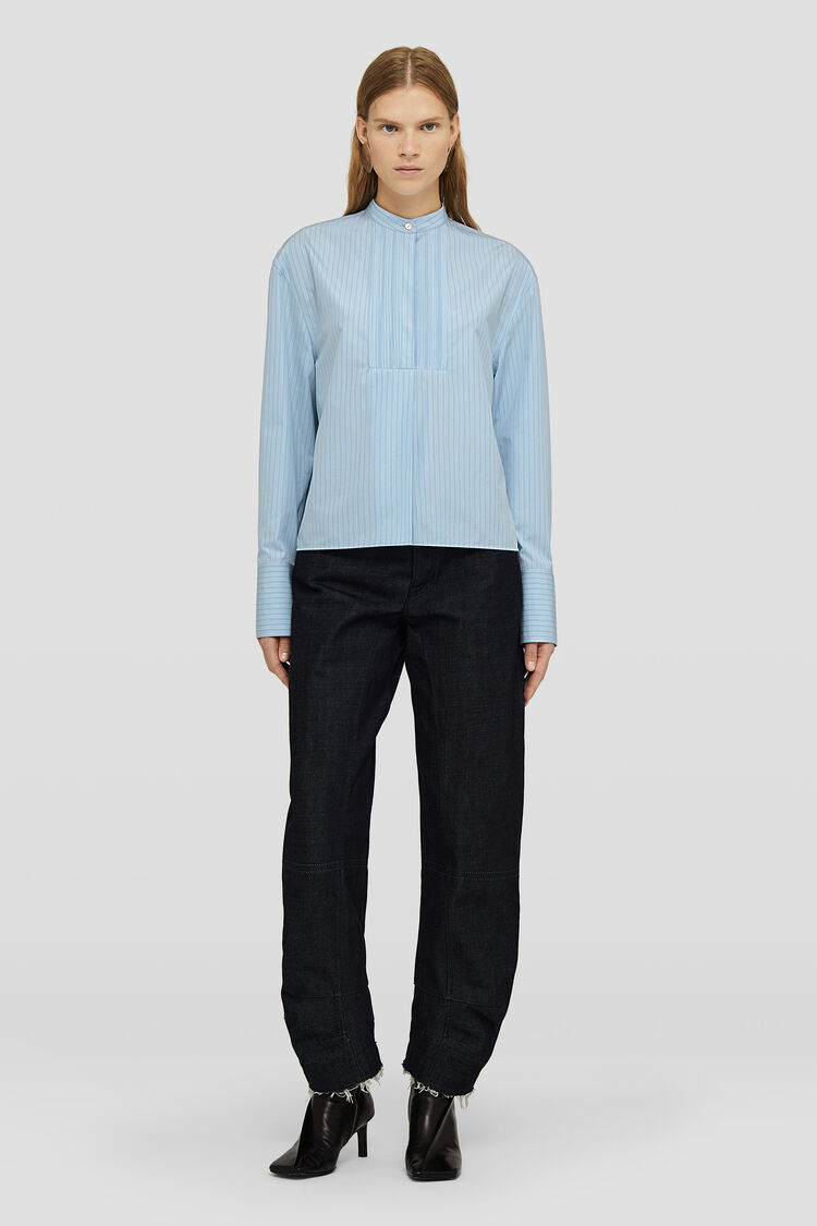 Jil Sander Striped Cotton Shirt In Blue