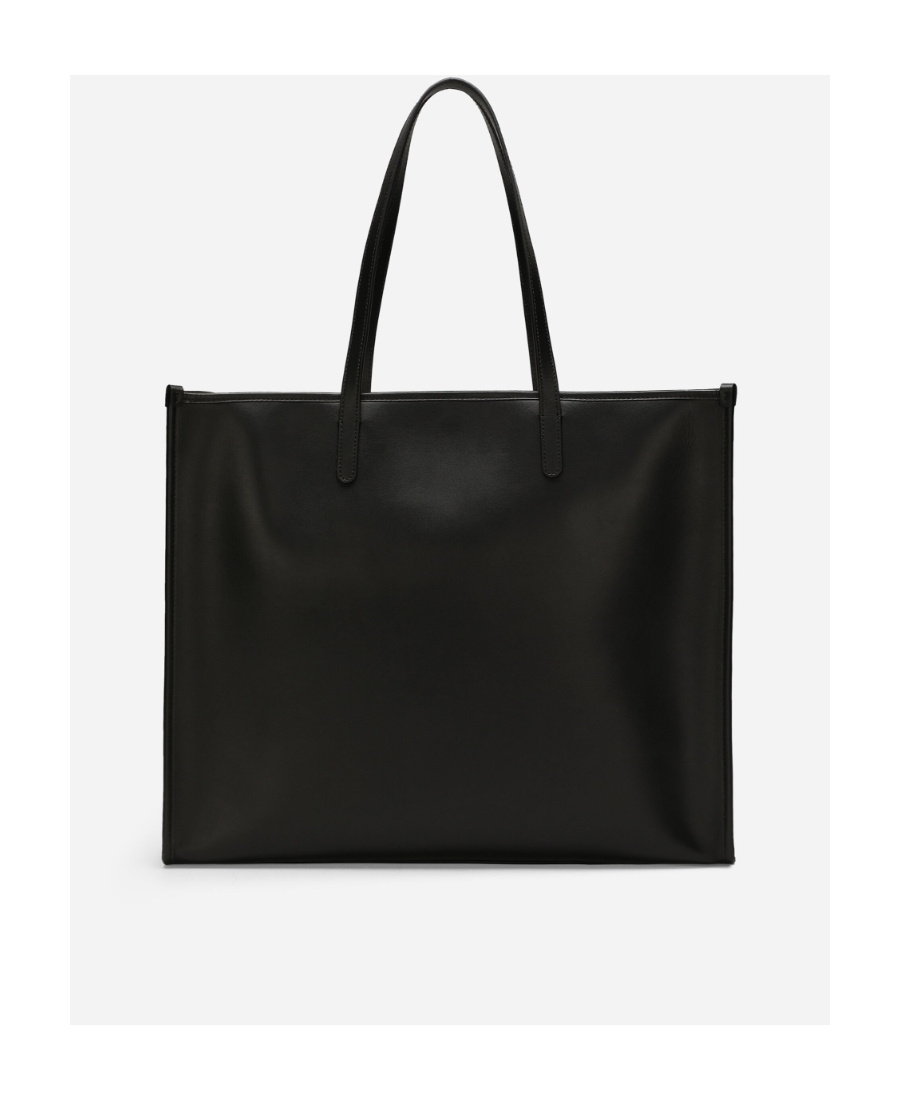 Dolce & Gabbana Calfskin Shopper With Raised Logo In Black