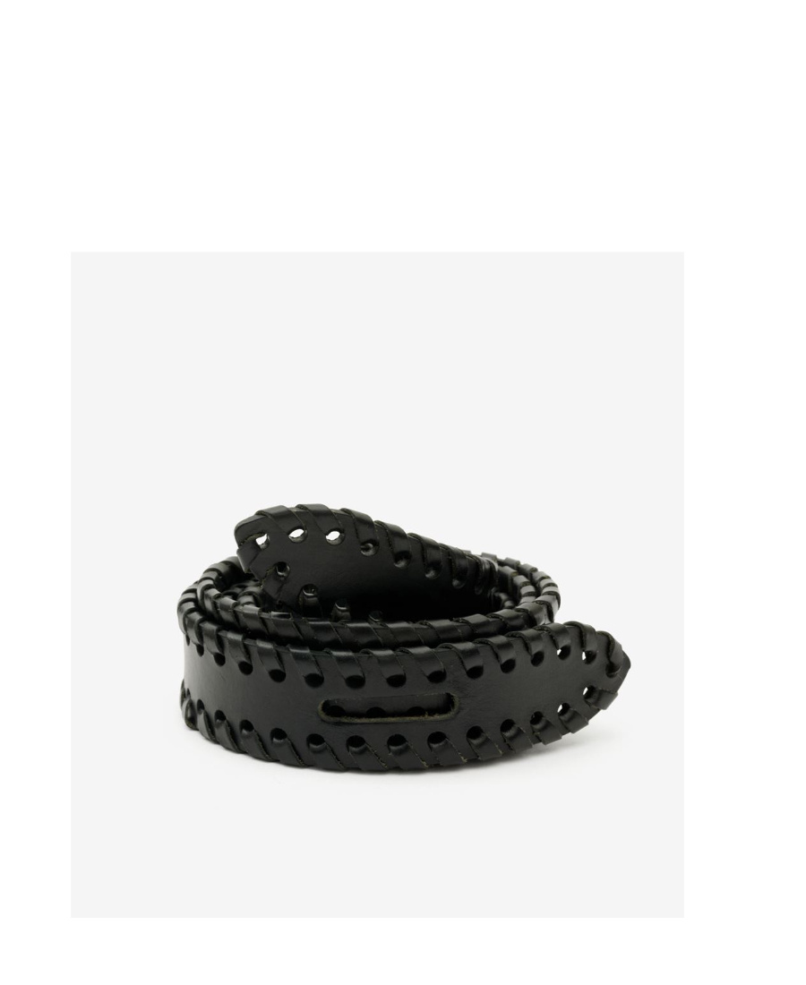 Isabel Marant Lecce Whipstitch-trim Leather Belt In Black
