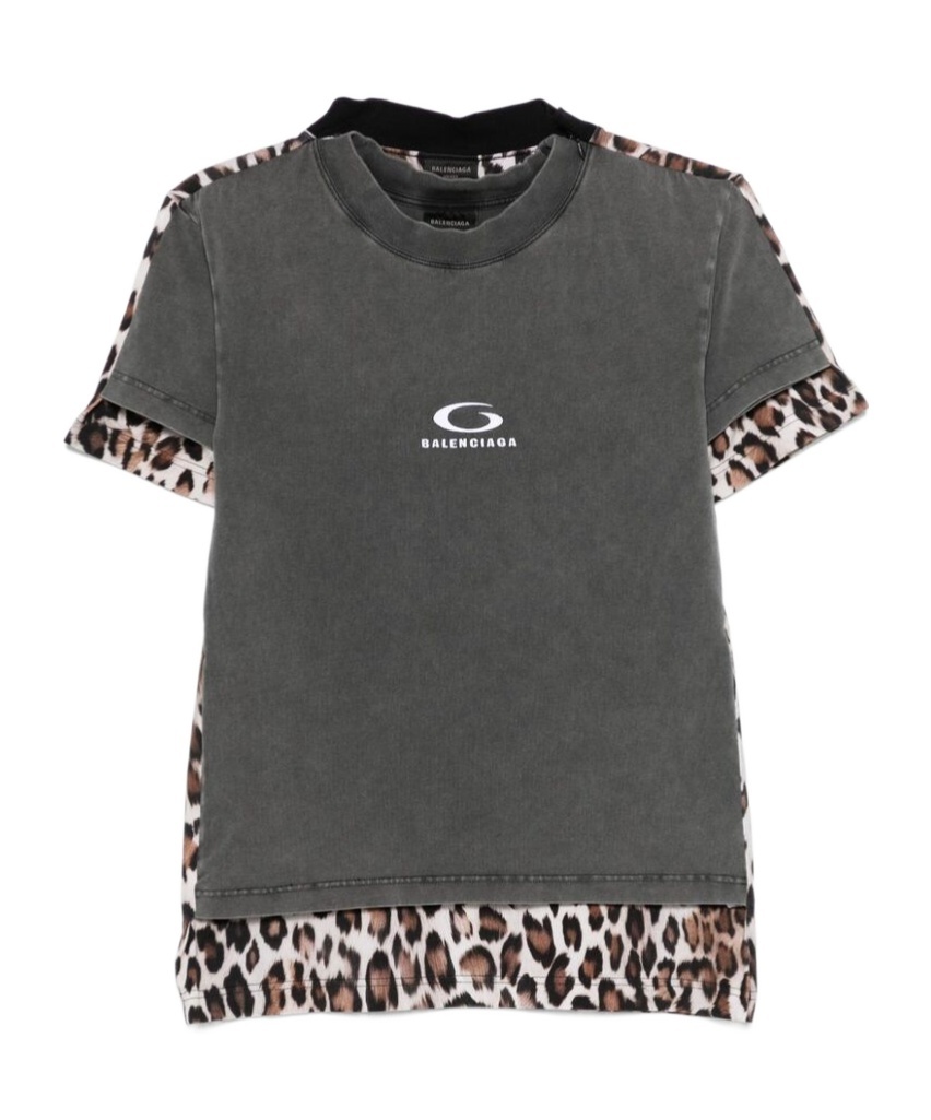 Balenciaga Leopard-print T-shirt In Black