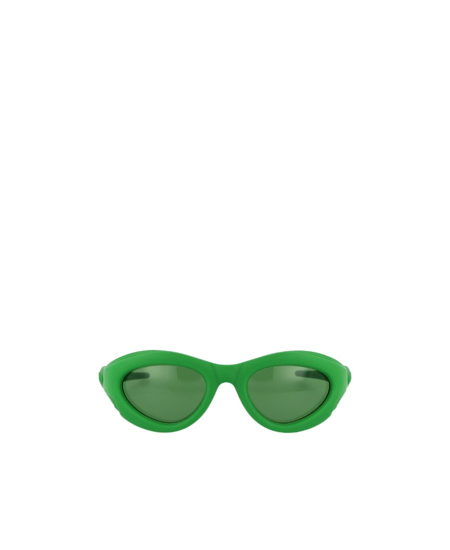 Bottega Veneta Mixed Materials Sunglasses In Green