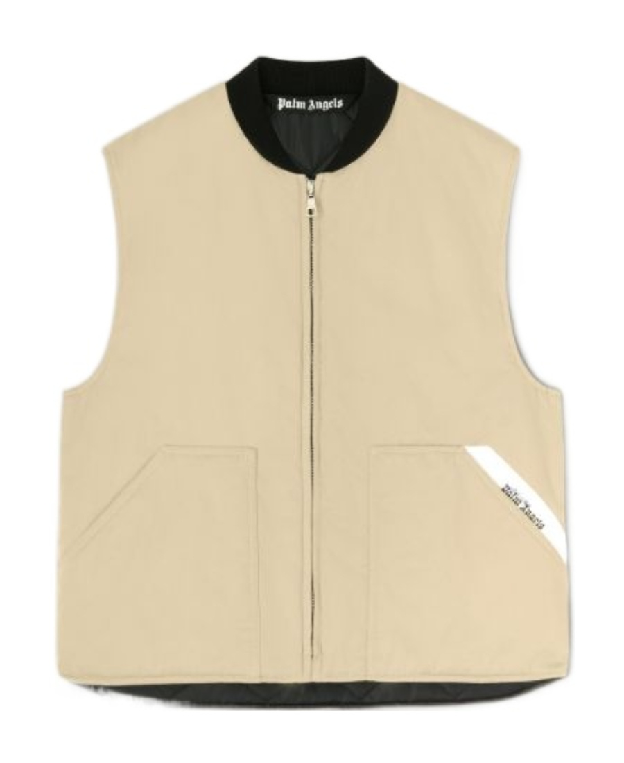Palm Angels Sartorial Tape Zip-up Vest In Nude