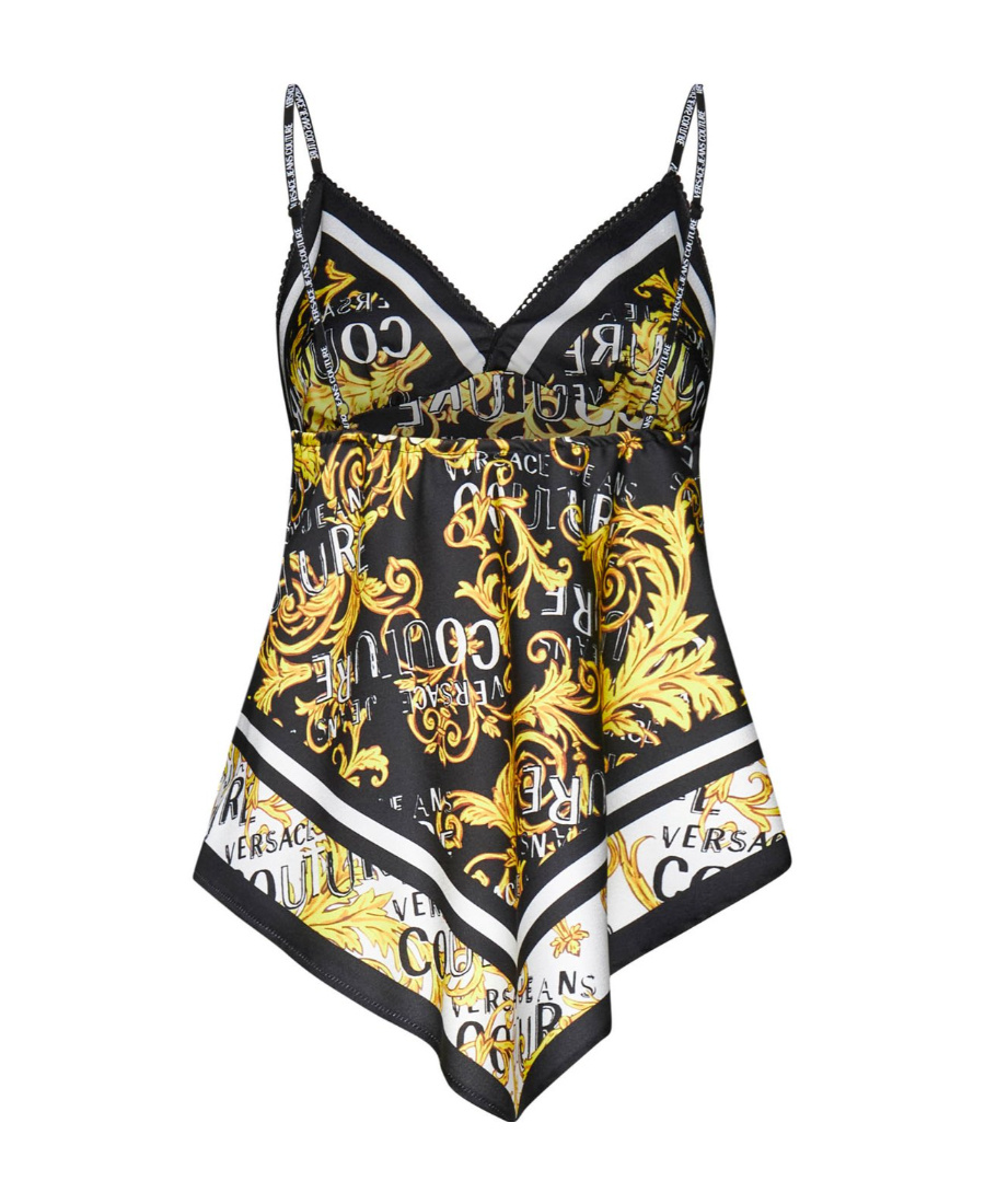 Versace Jeans Couture Logo Couture V-neck Tank Top In Gold