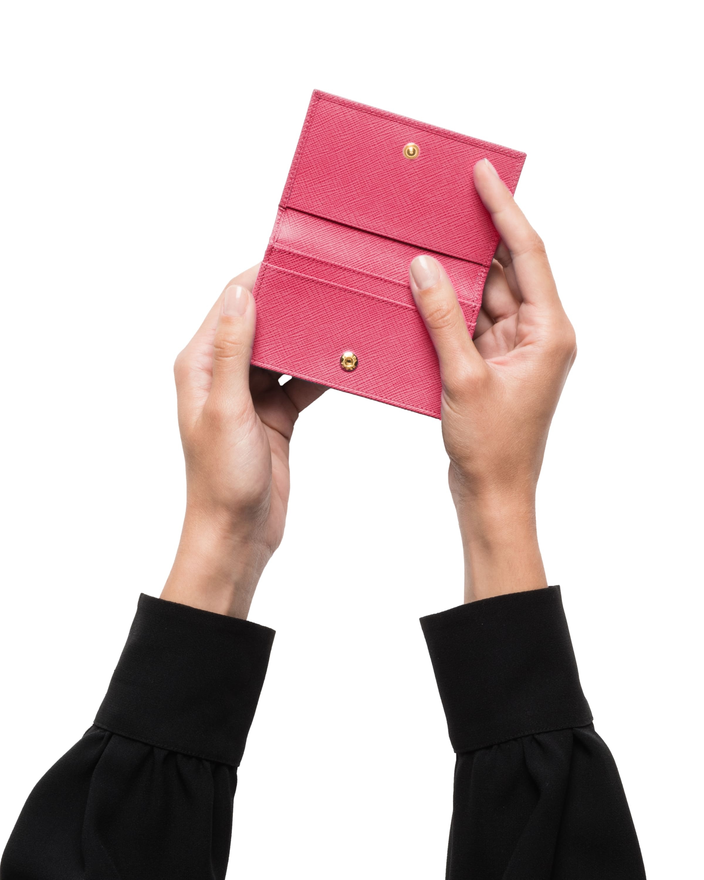 Prada Saffiano Leather Card Holder In Pink