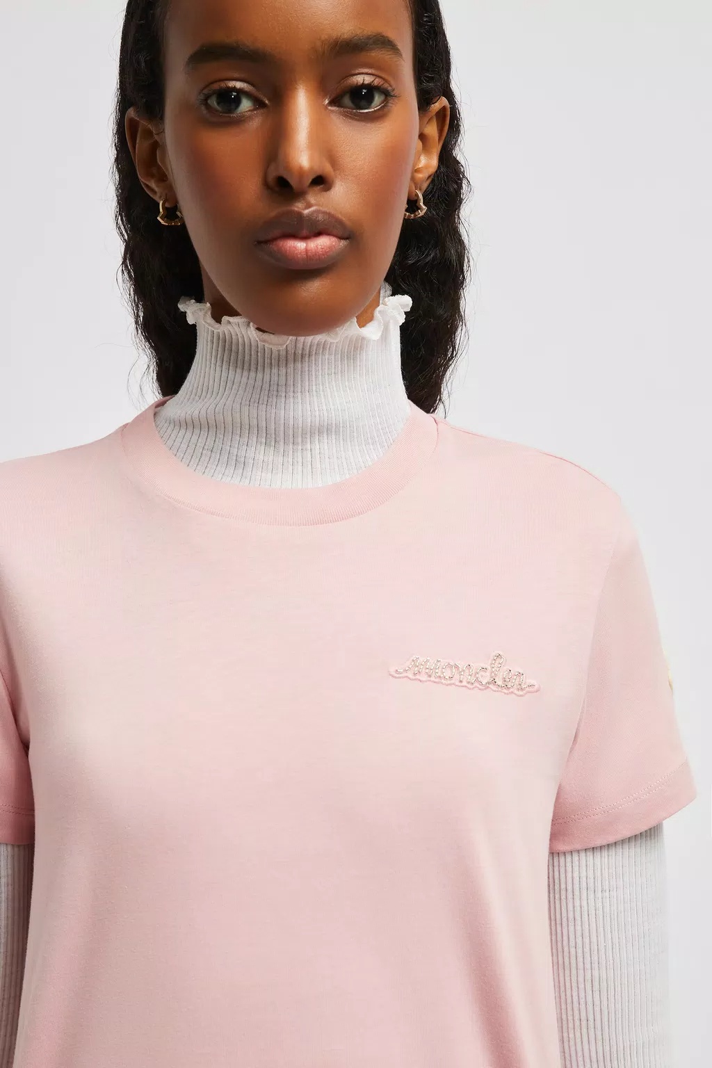 Moncler Logo-patch Cotton T-shirt In Pink