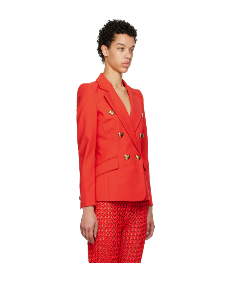 Moschino Red Heart Buttons Blazer In Red