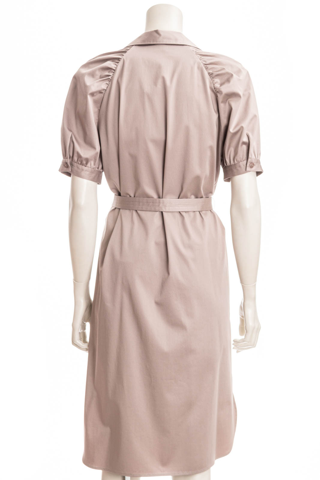 Shop Hugo Boss Belted Satin Midi Dress In Nude