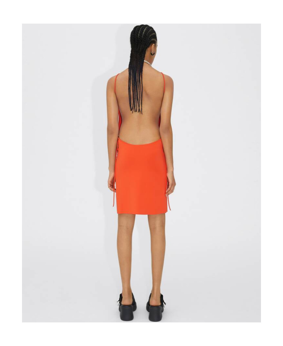 Bottega Veneta Stretch Viscose Blend Dress With Adjustable Side Ties In Orange