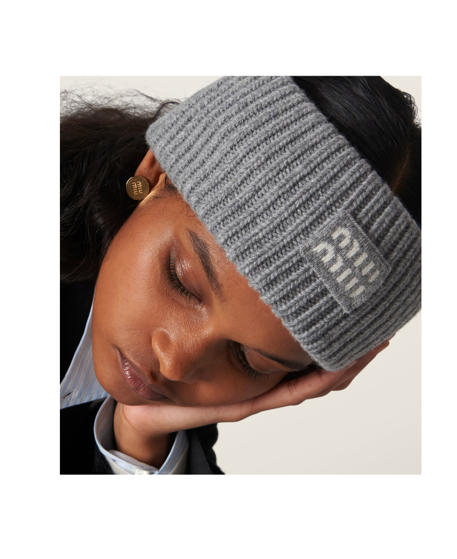 Miu Miu Cashmere Headband In Gray