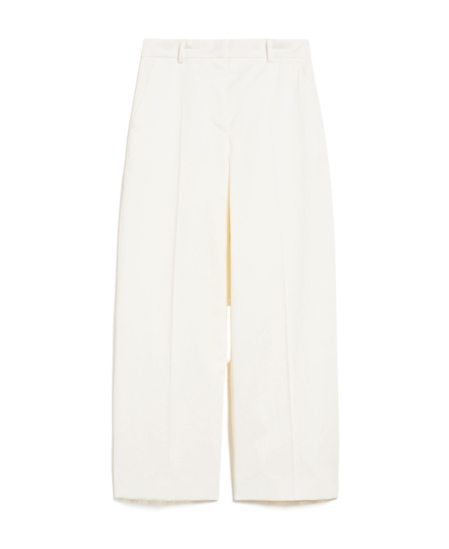 Shop Weekend Max Mara Cotton And Linen Trousers In White