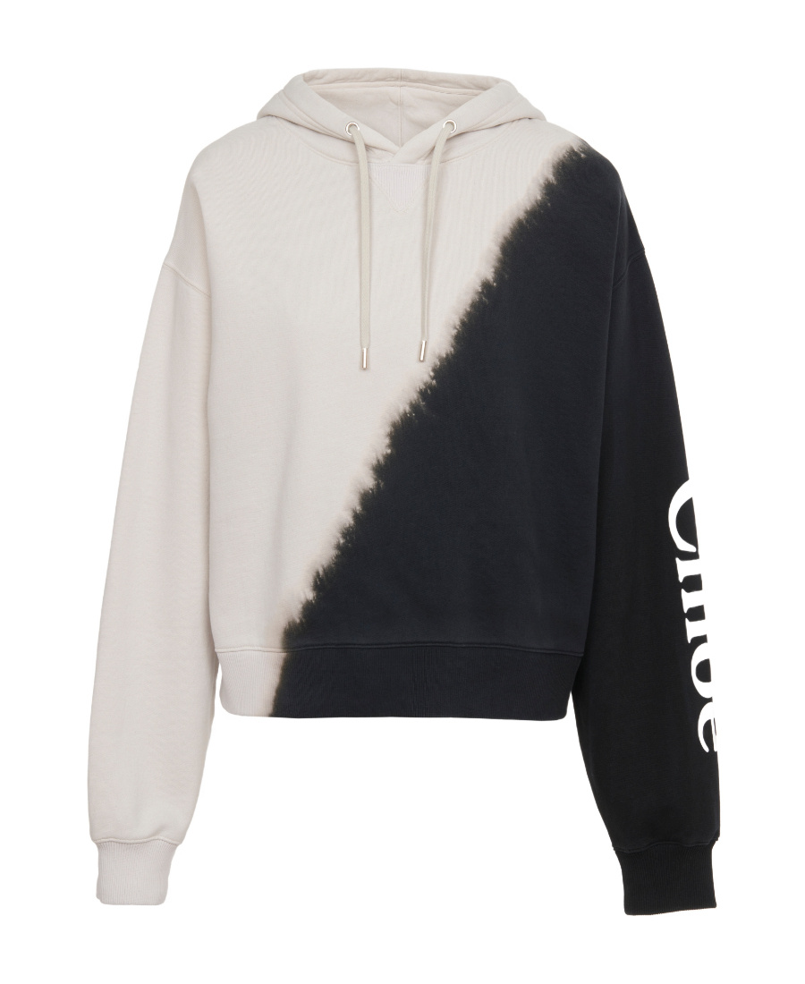 Chloé Logo Dip-dyed Hoodie In Black