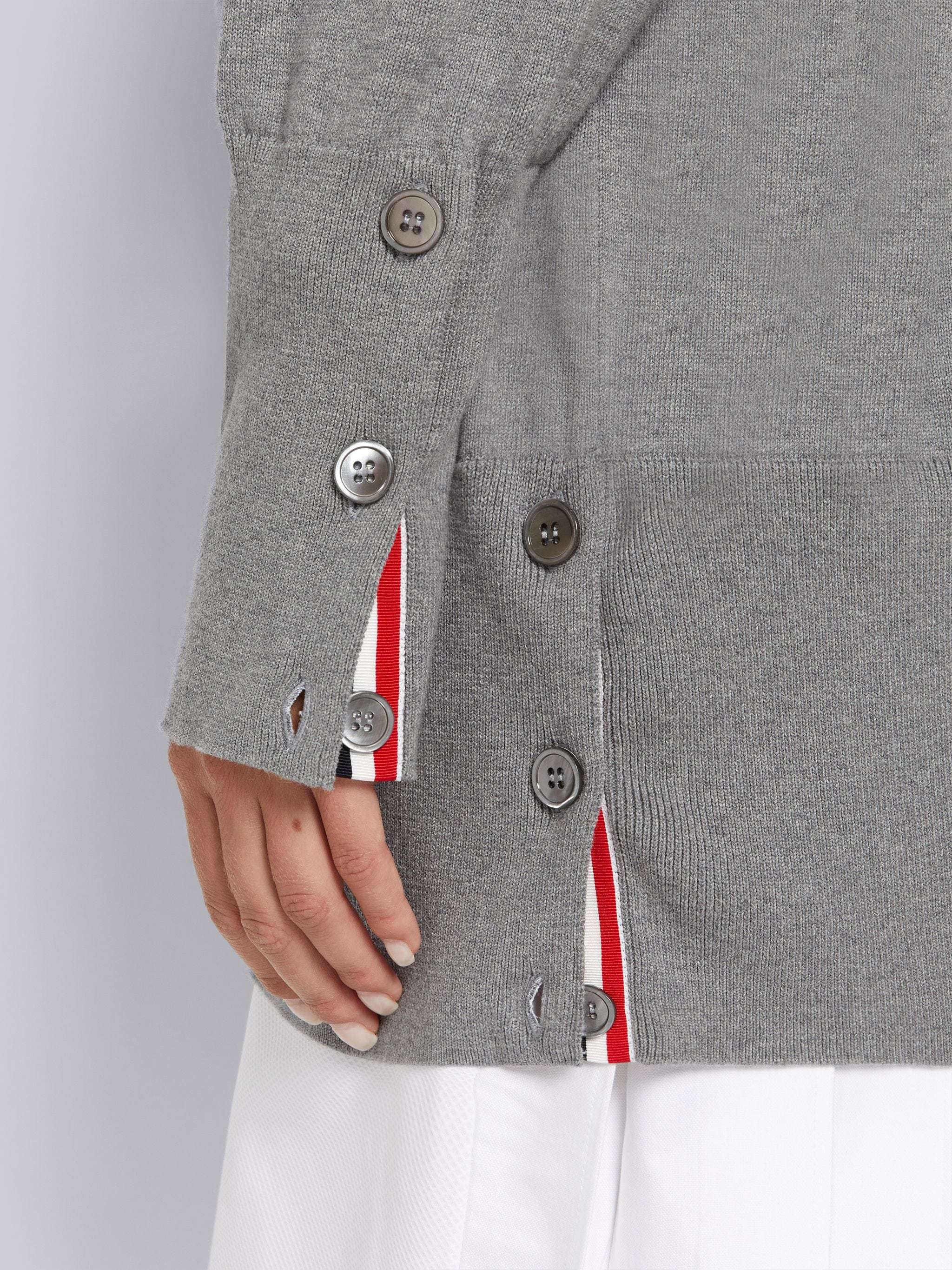 Thom Browne Light Grey 4-bar Exaggerated Fit V-neck Cardigan In Gray