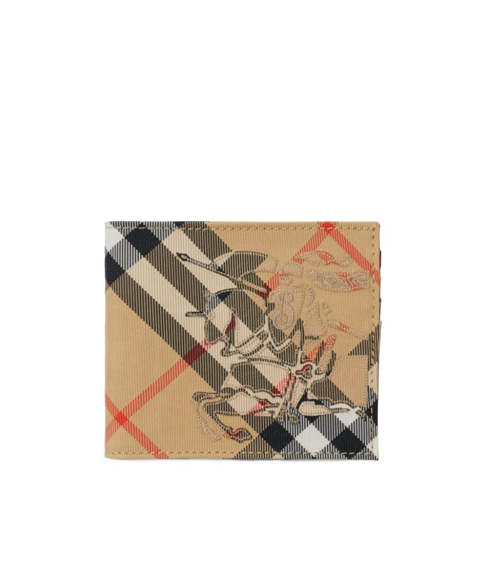 Burberry Ekd Check Bifold Wallet In Nude
