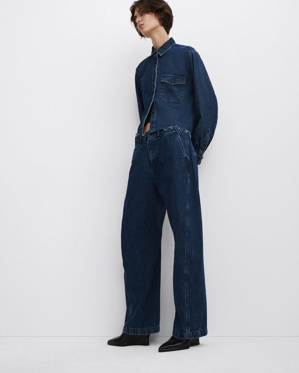 Shop Rag & Bone Maxine Cropped Denim Shirt In Blue