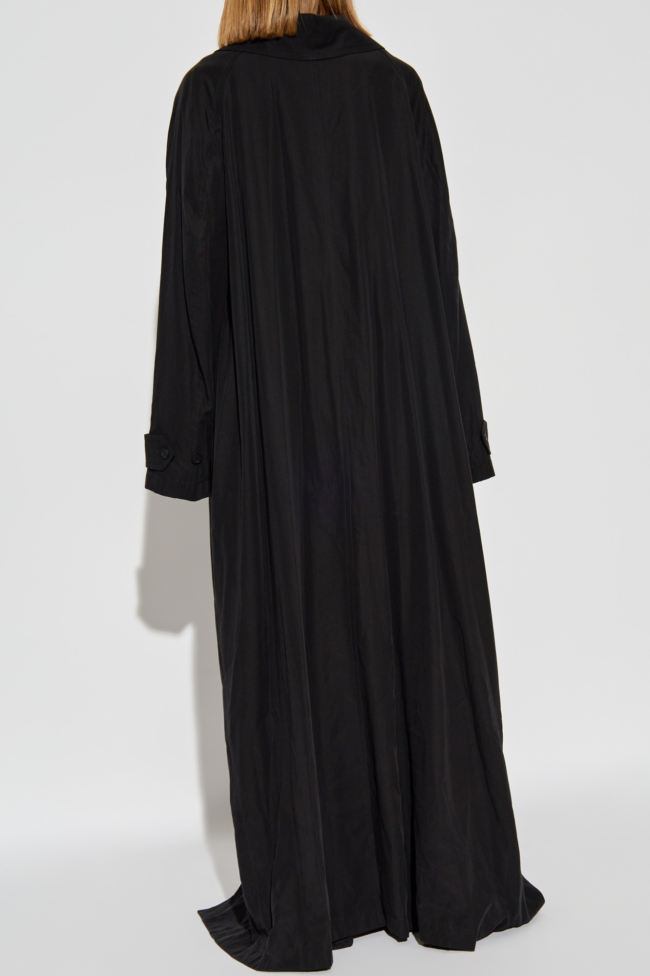 Balenciaga Buttoned Long Coat In Black