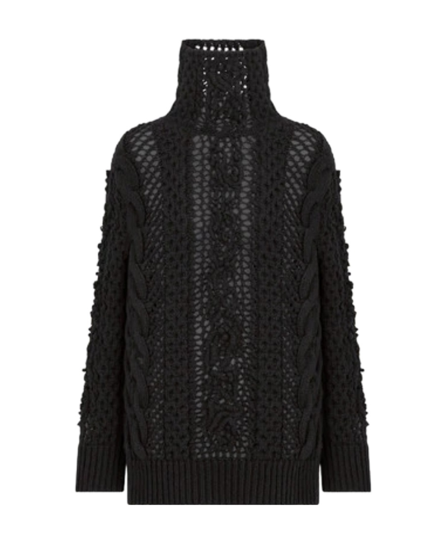 Dior Stand-neck Knitted Sweater In Black