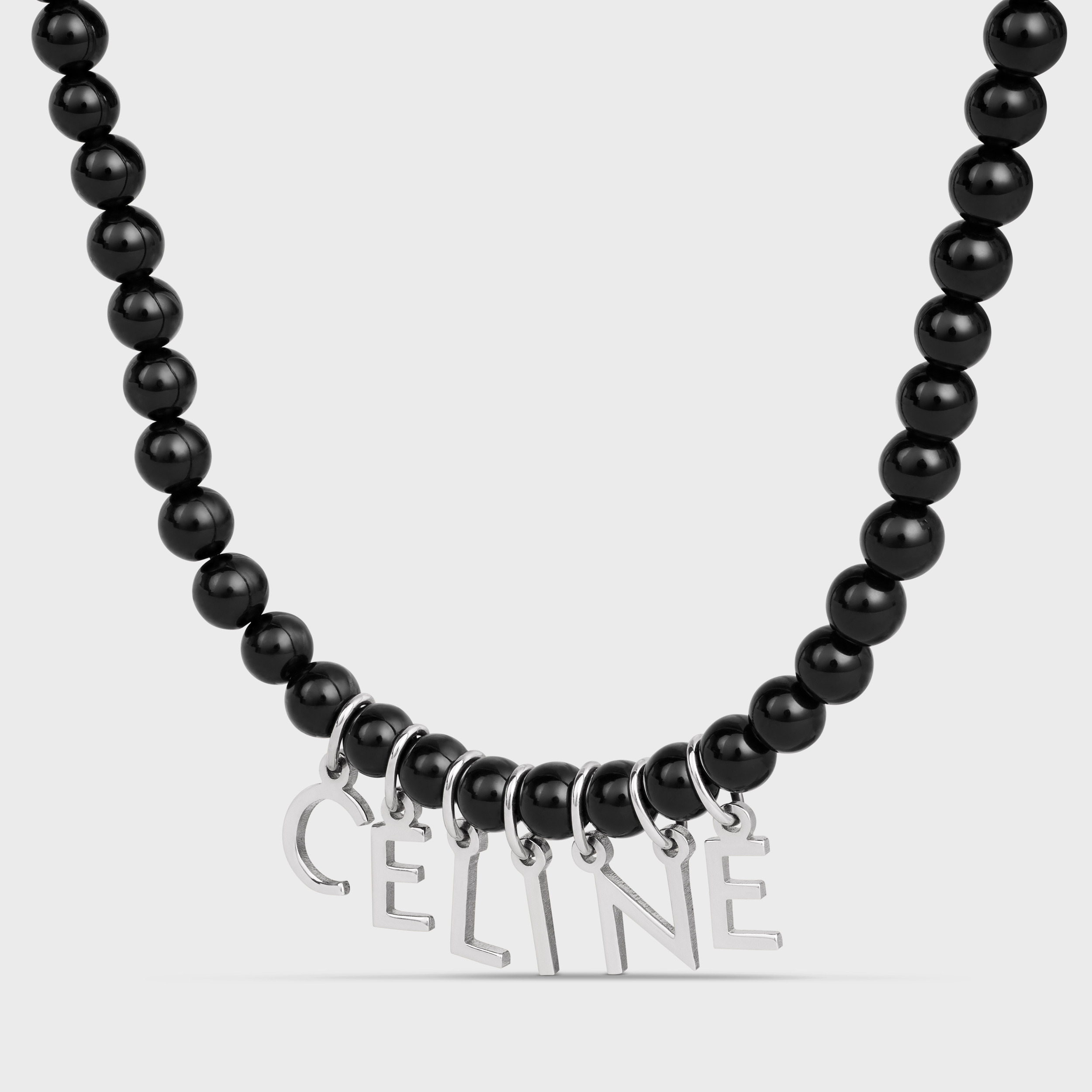 Celine Monochrome Beaded Necklace With In Black