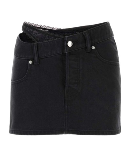 ALEXANDER WANG ALEXANDER WANG DIP SIDE LACE UNDIE DENIM SKIRT