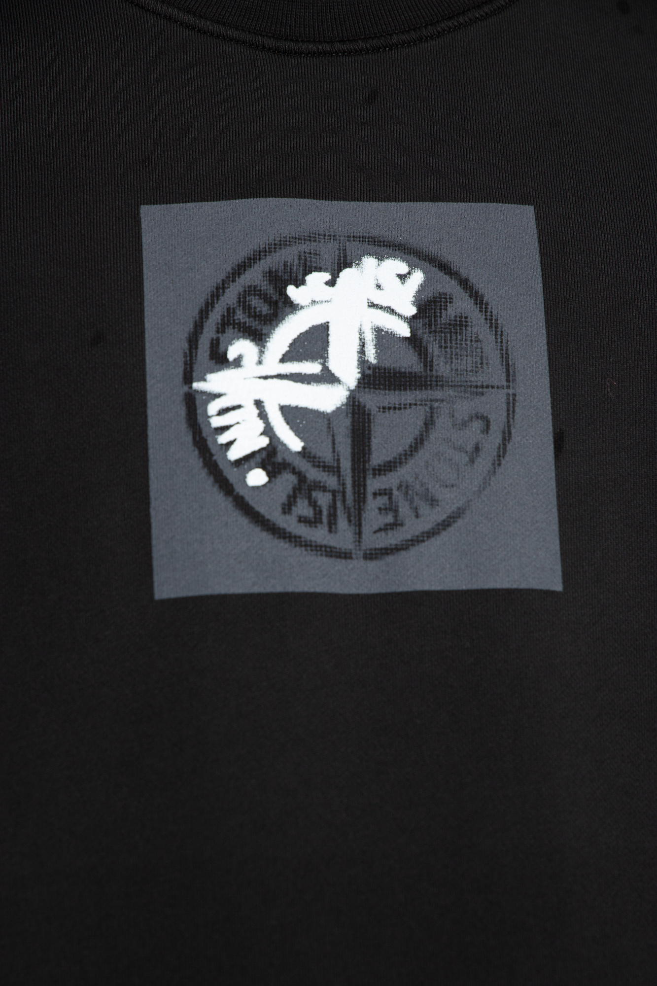 Stone Island Logo-print Cotton Sweatshirt In Black