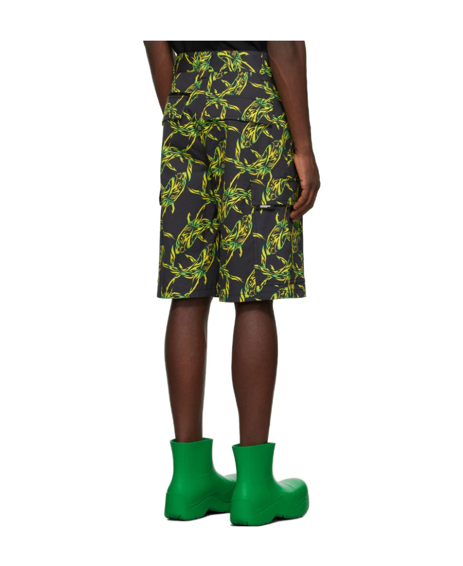 Msgm Shark Chain-print Bermuda Shorts In Green