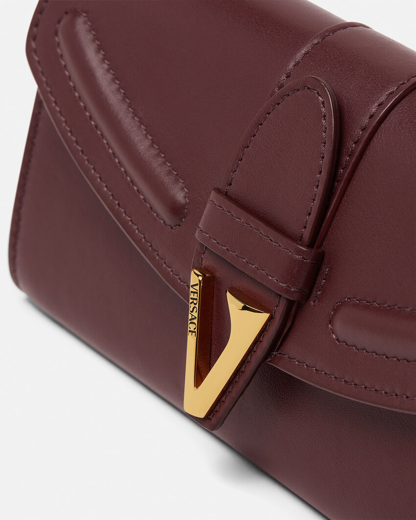 Versace Logo-detail Leather Clutch In Burgundy