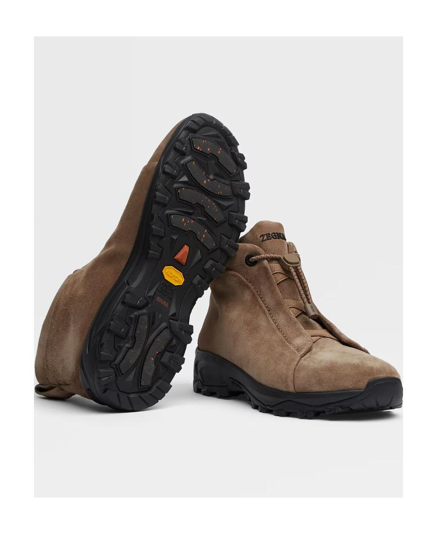 Zegna Triple Stitch Vetta Suede Sneakers In Brown