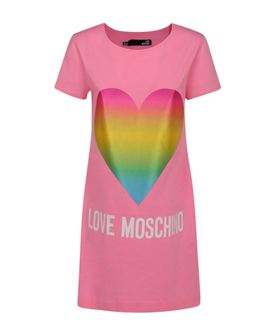Moschino Heart Print T-shirt Dress In Pink