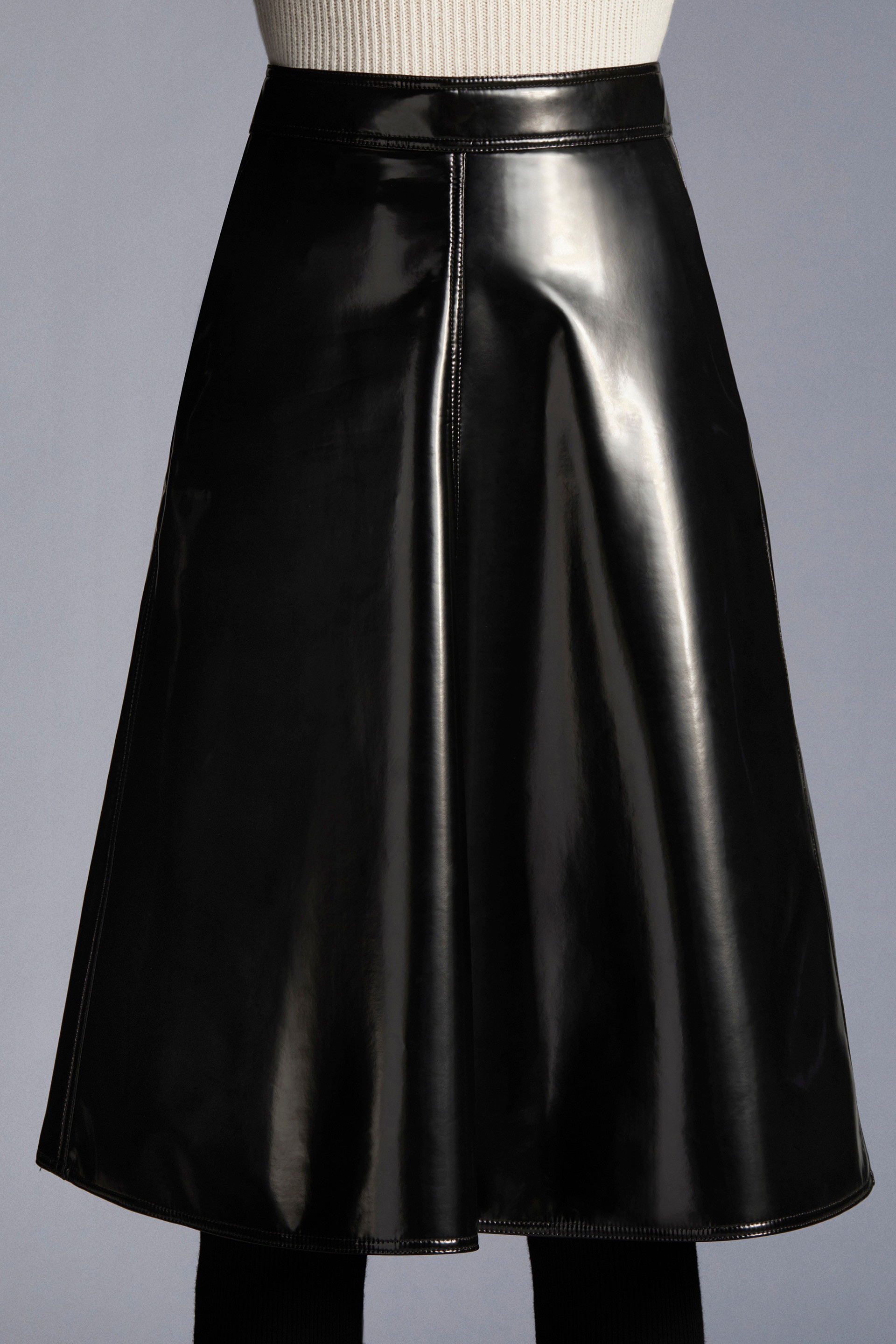Moncler High-shine A-line Skirt In Black