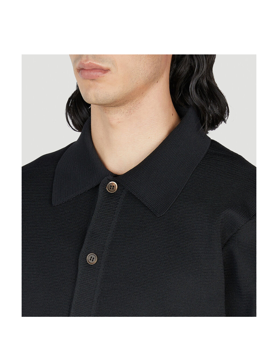 Our Legacy Classic Black Silk Shirt With Contrasting Button Closure In Black