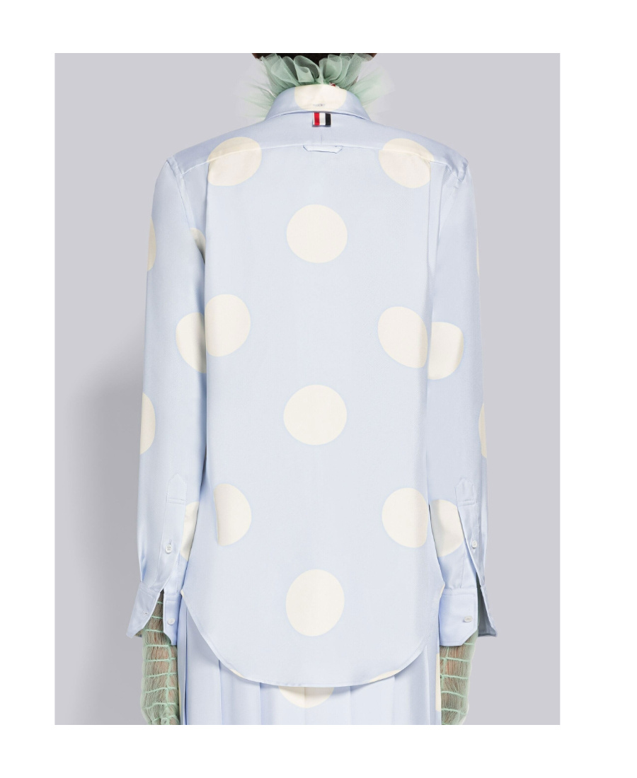 Shop Thom Browne Polka-dot Silk Long-sleeve Shirt In White