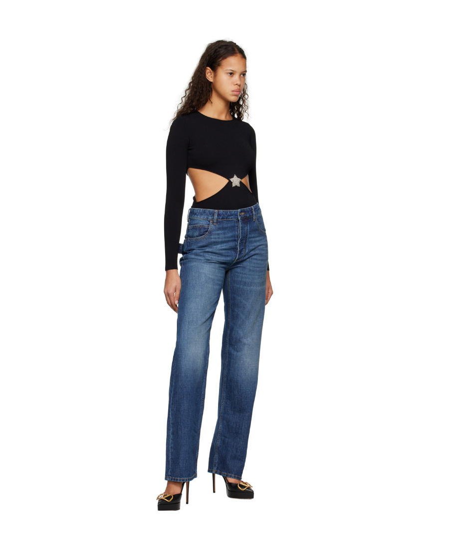 VALENTINO CRYSTAL-EMBELLISHED CUT-OUT BODYSUIT 