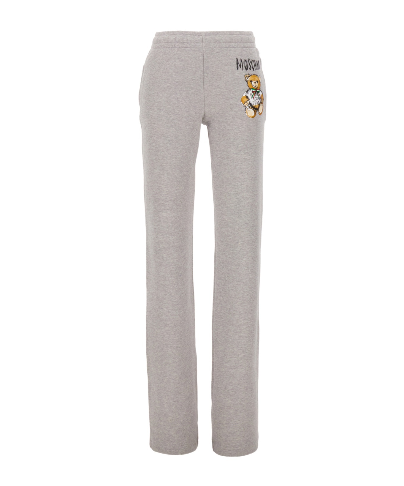 Moschino Grey Cotton Joggers With Teddy Bear Print In Gray