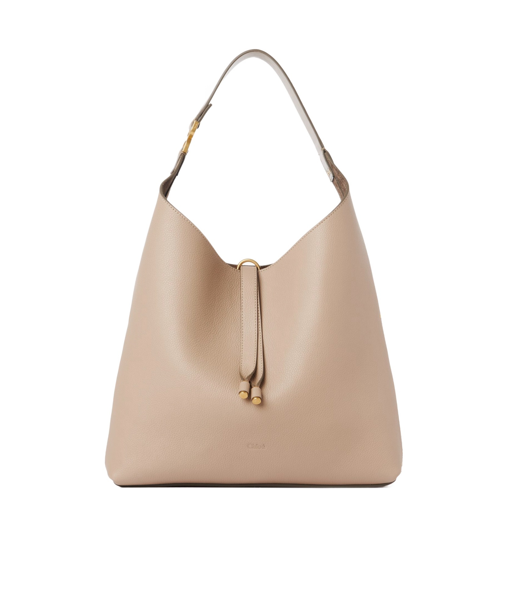 Chloé Marcie Small Hobo Bag In Grained Calfskin In Nude