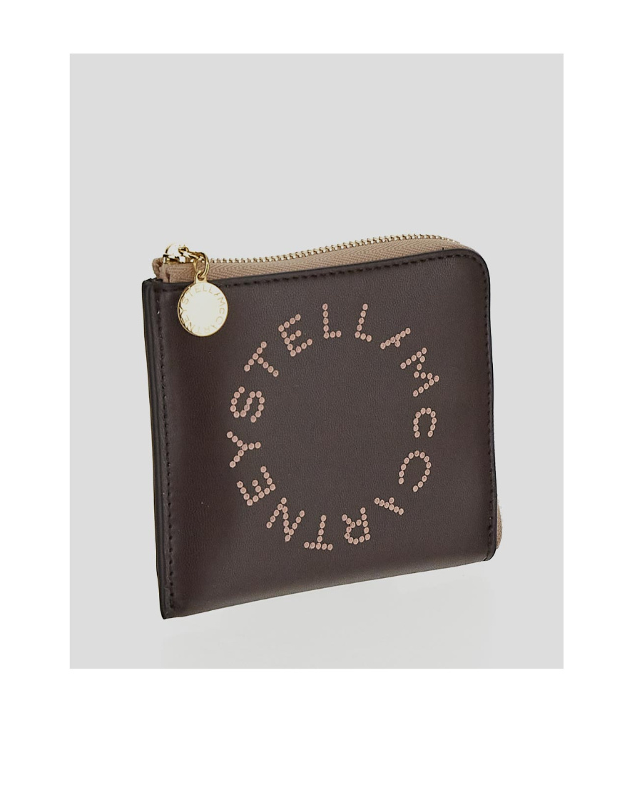 Stella Mccartney Logo Perforated Card Holder In Black