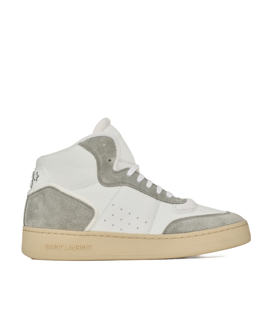 Saint Laurent Sl/80 Sneakers In Leather And Suede In White