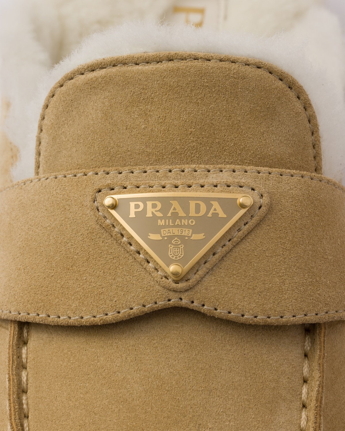Prada Suede And Shearling Mules In True Color