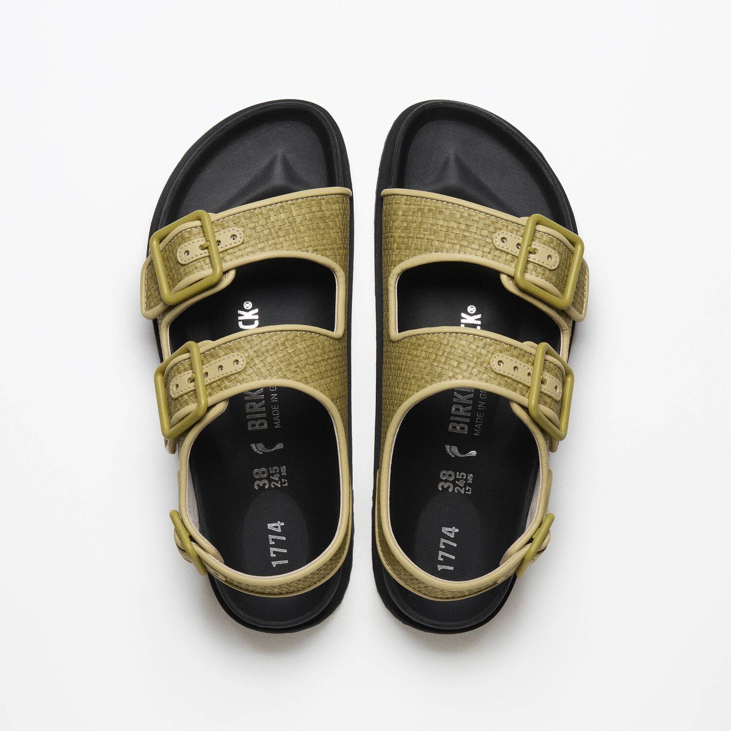 Birkenstock 1774 Milano Raffia Sandals In Black
