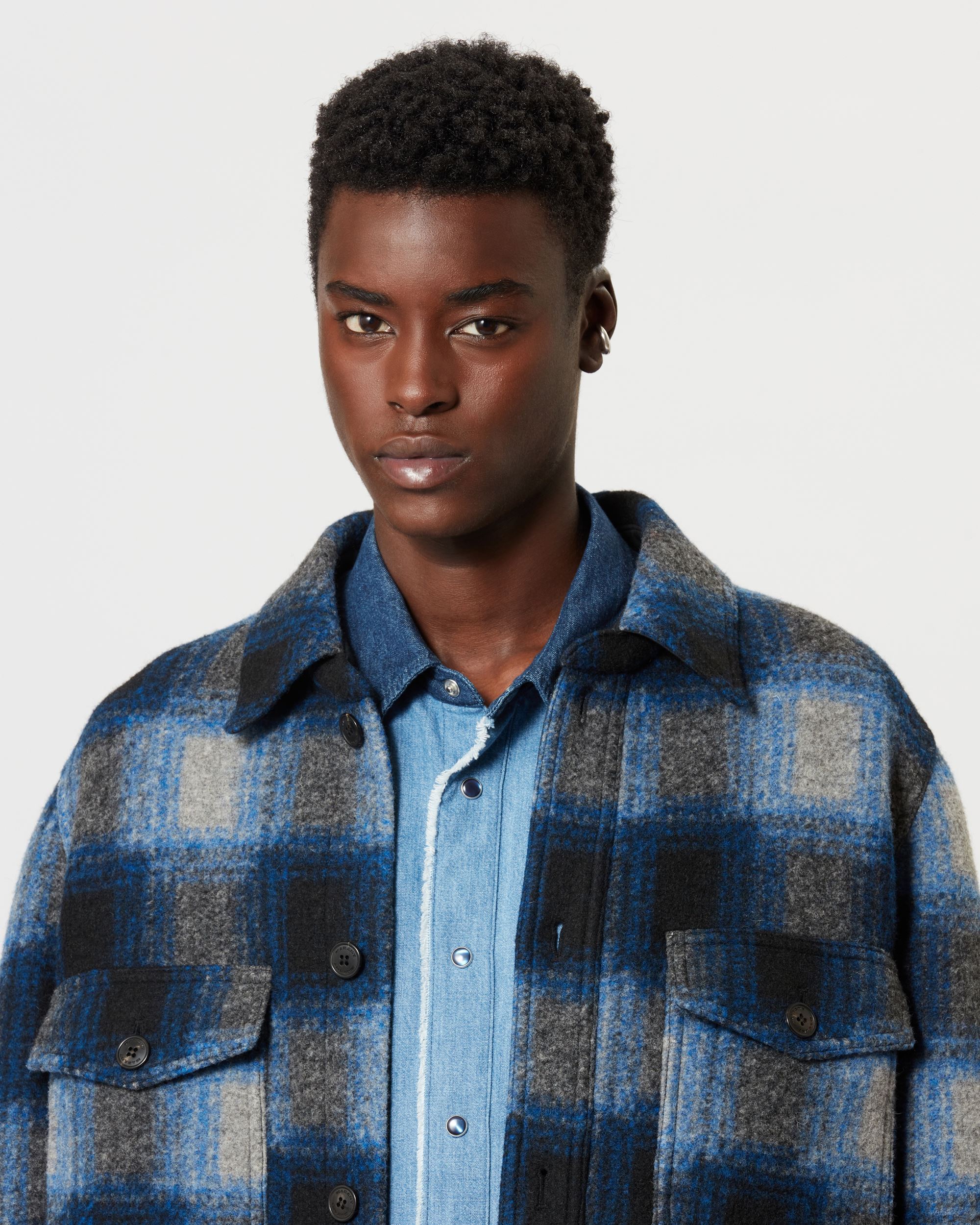 Isabel Marant Marant Kervon Checkered Overshirt In Black