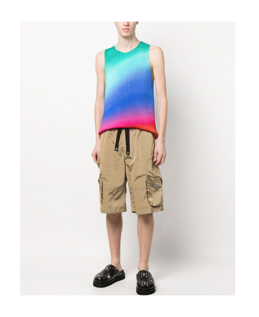 Versace Neutral Drawstring Cargo Shorts In Brown