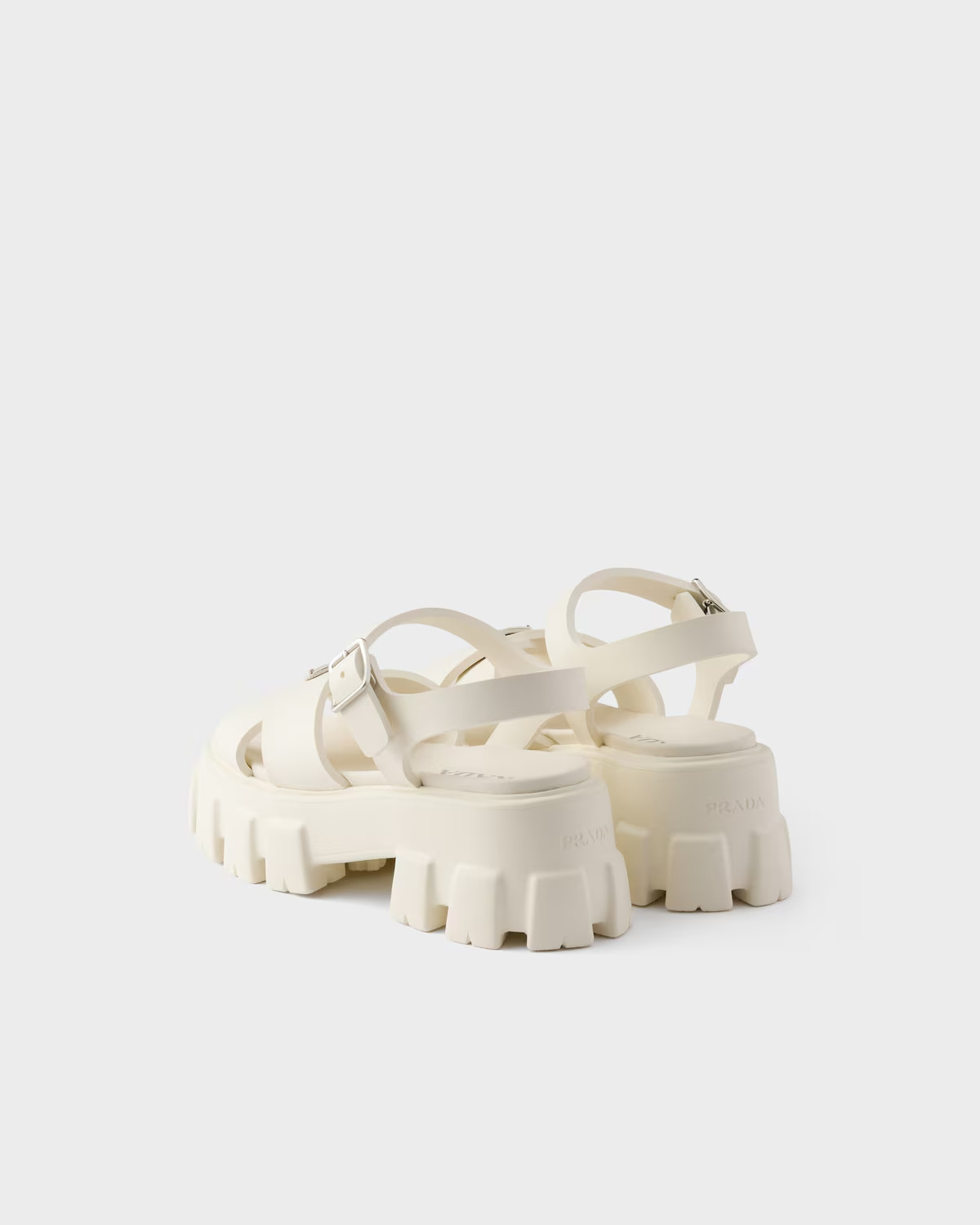 Prada Monolith Rubber Sandals In White