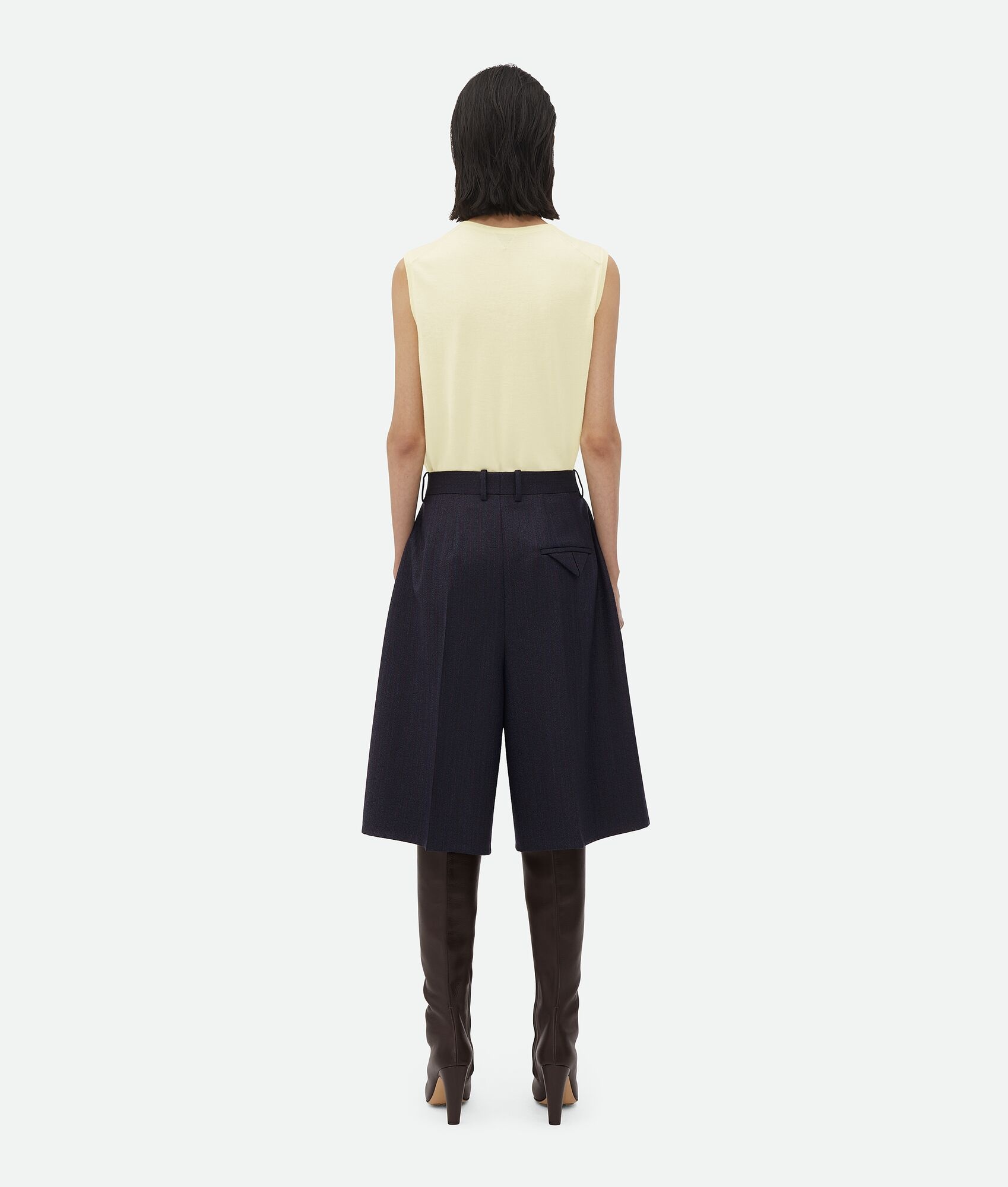 Bottega Veneta Pinstripe Wool Shorts In Black